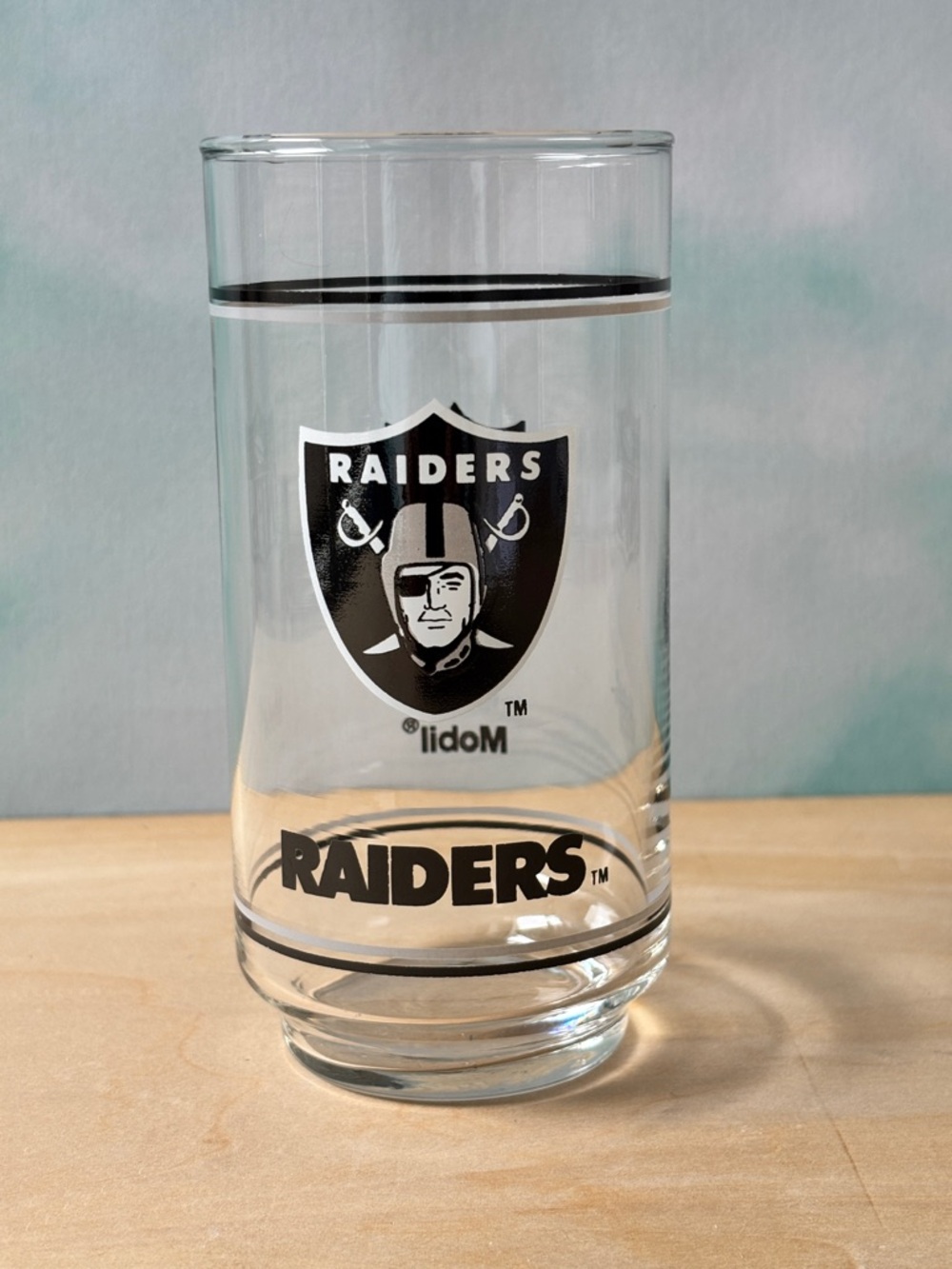 Vintage Set Of 6 NFL Raiders 14 Ounce Drinking Glasses Mobil Gas Promotional